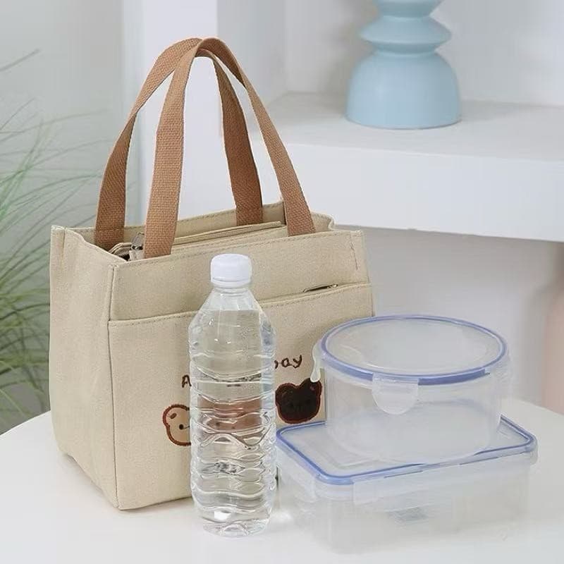 Bolsa Termica de Lona Ursinho design Capacidade Adequada Para Marmita-Milly