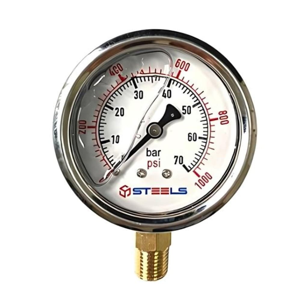 Manômetro Glicerinado 1000 Psi Rosca 1/4 Npt 63 Mm Inox