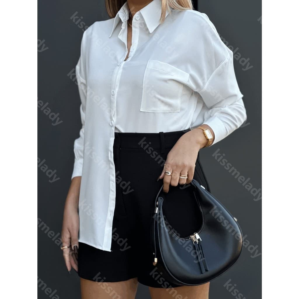 ninajeans 2075 camisa femenina manga longa viscolinho Camisa Sólido Botão 2075