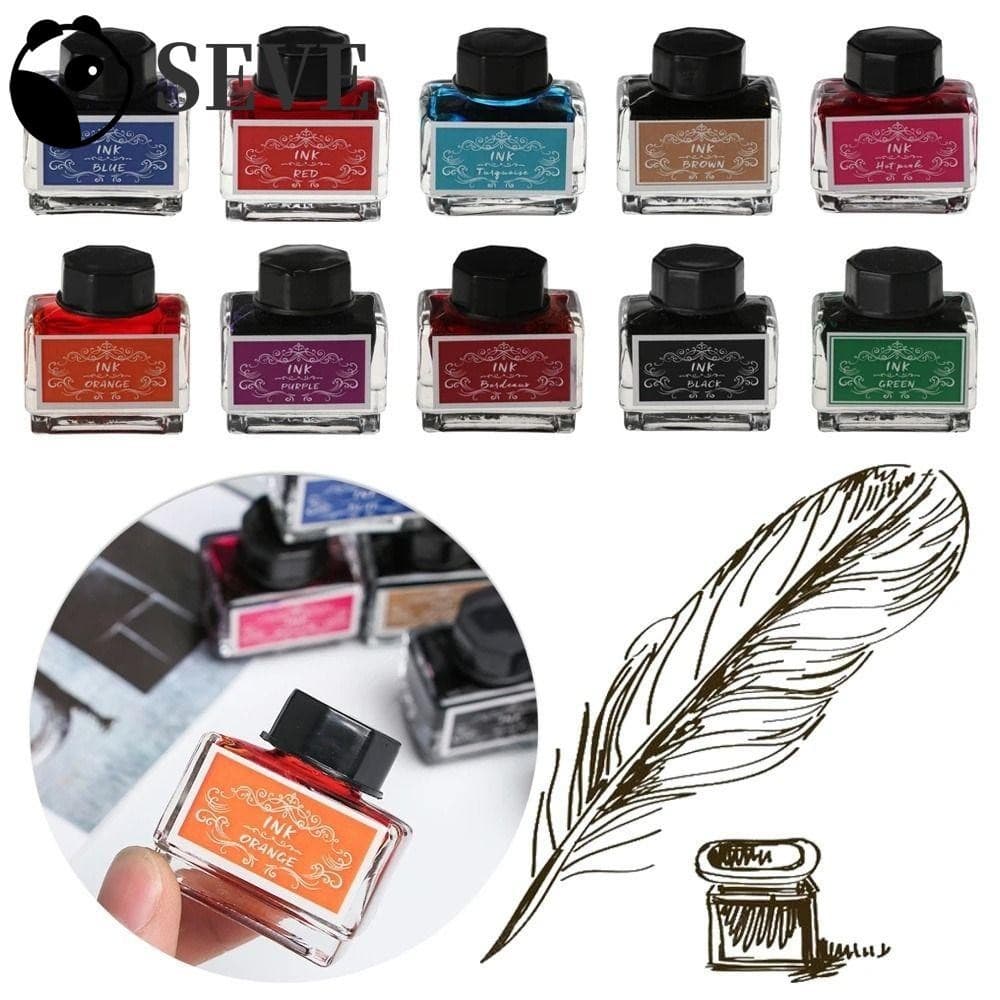 SEVE Tinta Colorida , Pintura 15ml Sem Carbono , Escrita 10 Cores Suave Caneta-Tinteiro Estudante
