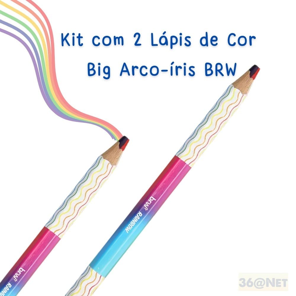 Lápis de Cor Jumbo Big Arco Íris Rainbow Brw kit c/ 2 unidades