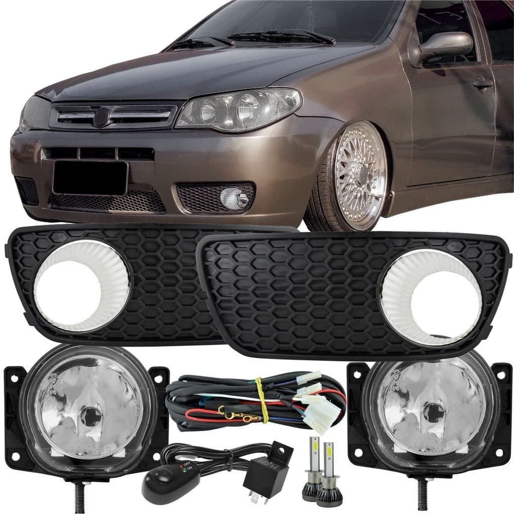 Kit Farol Milha Neblina Palio Fire Celebration 2008 2009 2010 2011 + LED 6000K