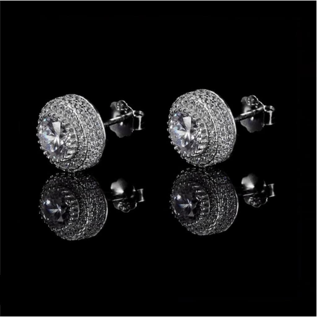 Brincos Unissex Iced Out Zircon Hip Hop Masculino Piercings Brincos de piercings redondos dourados