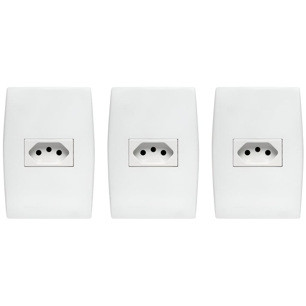 Kit 3 conjunto tomada 10a 3 pinos soprano siemens ilus