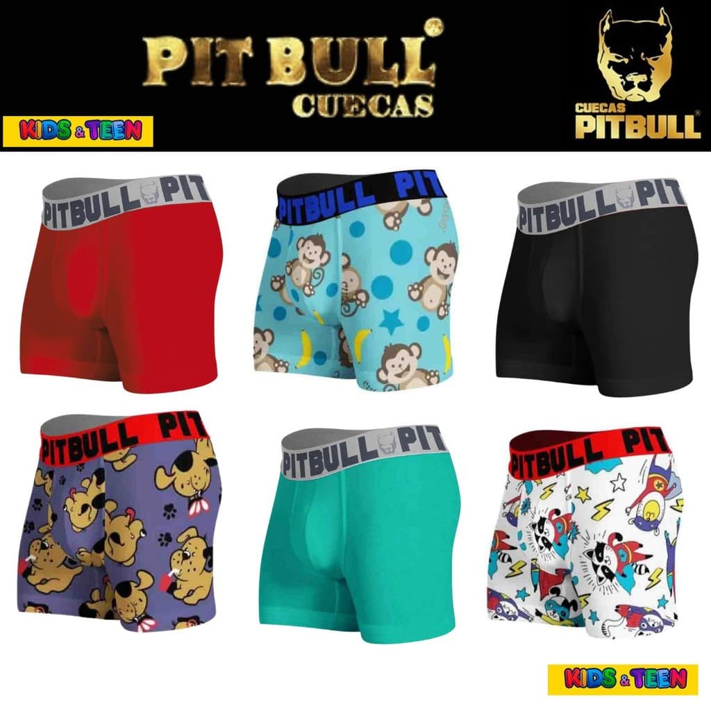 Kit 10 Cuecas Boxer Infantil Menino Pitbull Original - Cueca Infantil Box - Cuecas Boxer Envio Full
