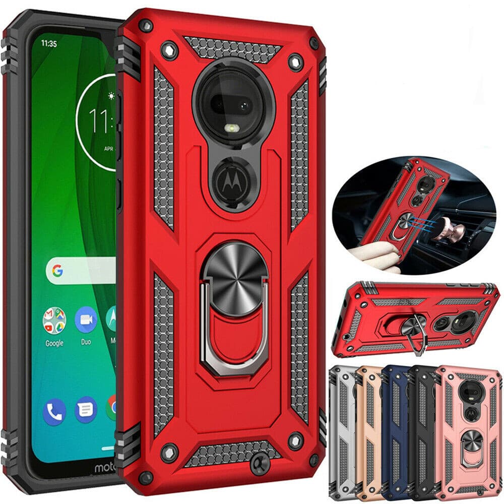 Para Motorola Moto G7/G7 Plus Capa De Proteção De Blindagem Militar De Grau Pesado Com Suporte De Anel