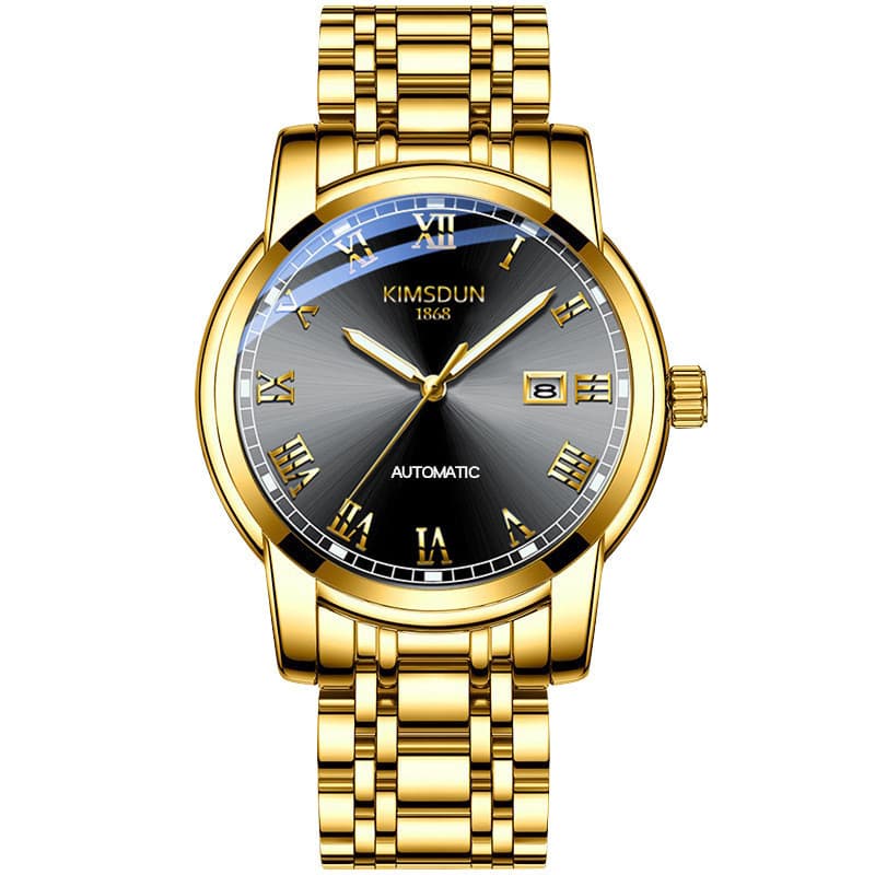 KIMSDUNKIMSDUN Novo estilo masculino pulseira de aço oco relógio mecânico totalmente automático à prova d'água relógio e