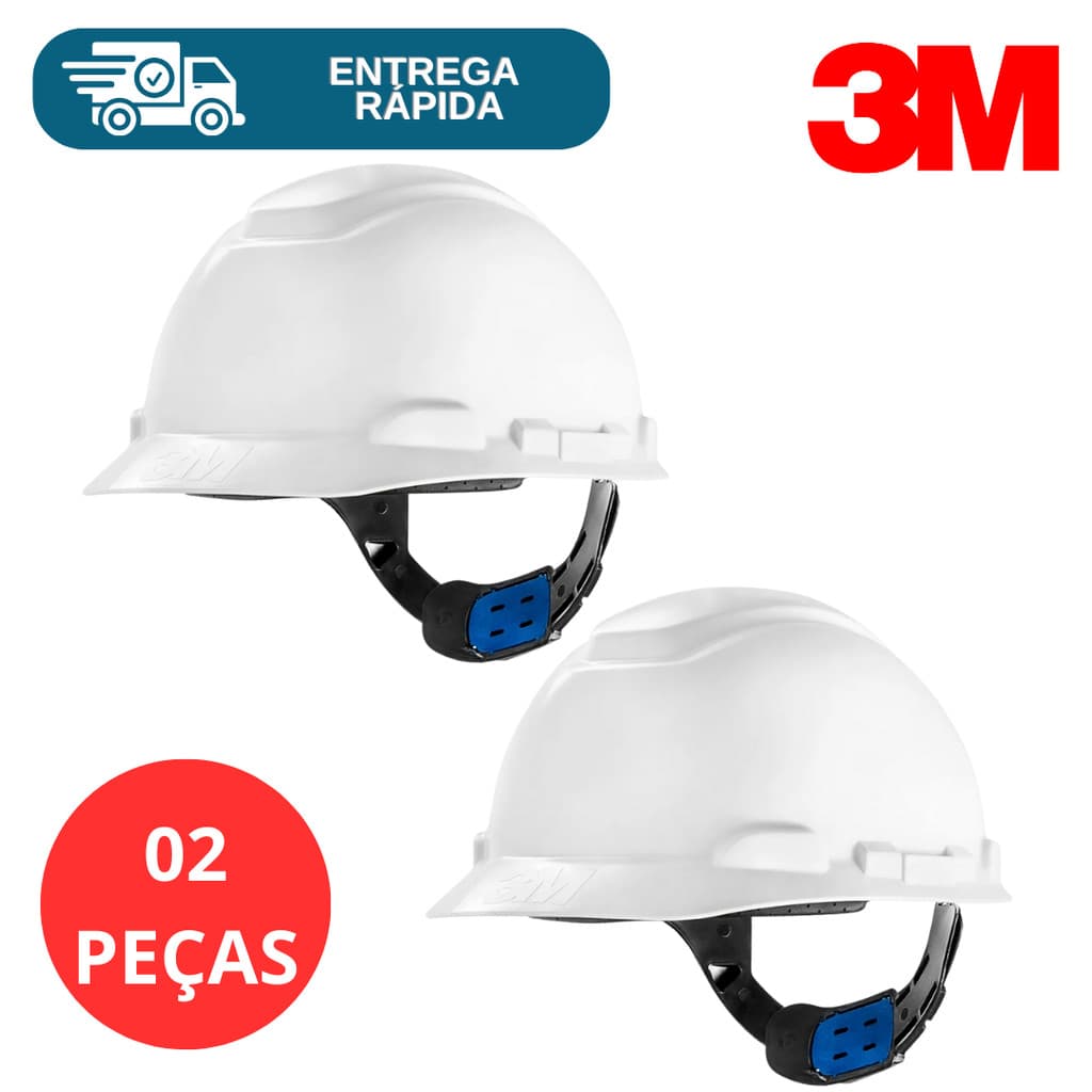 Kit 2 Capacete De Segurança 3M H700 Ajuste Fácil Jugular de Tecido Engenheiro Eletricista Obra Epi