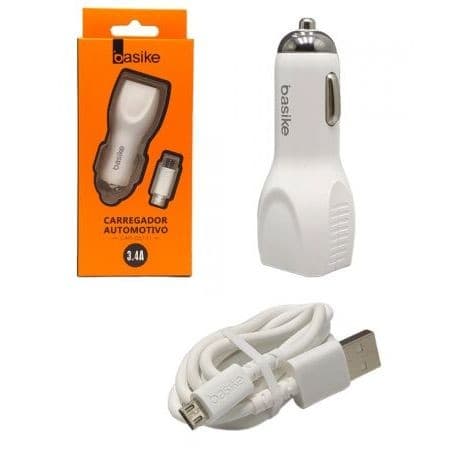 Carregador Automotivo Basike Car-G5111 3.4A 12/24V Branco