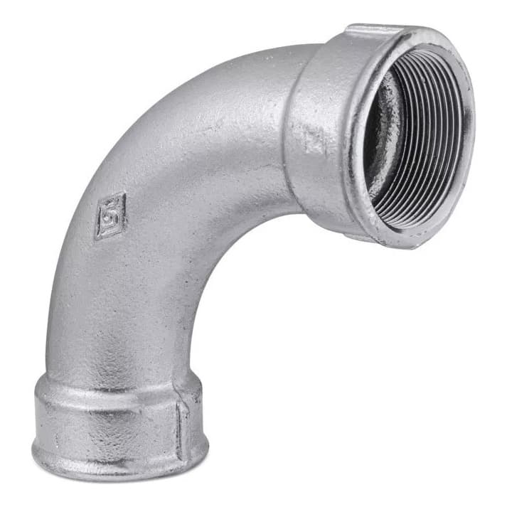 Curva Galvanizada Fêmea X Fêmea 90º Longa 1 Polegada