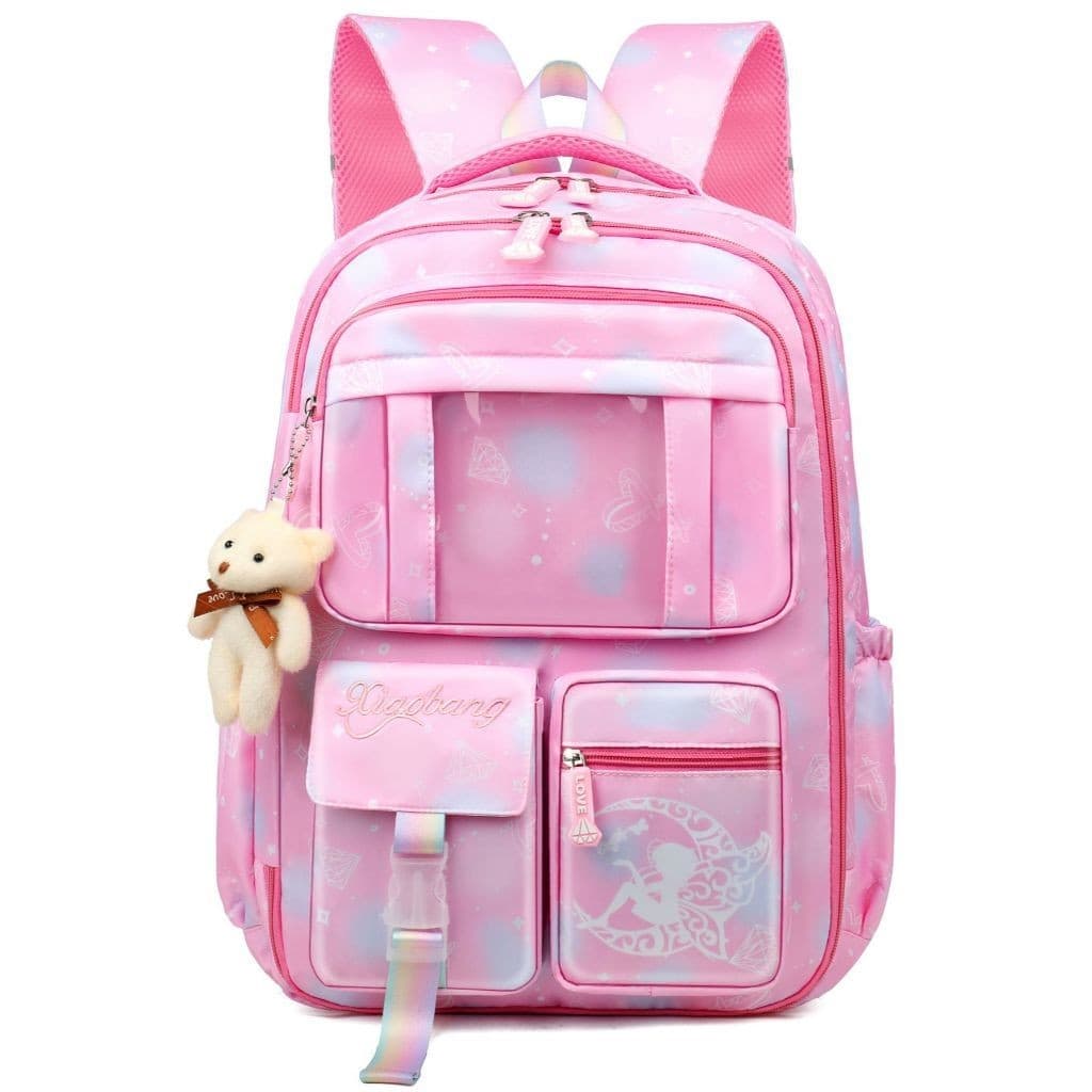 Mochila Escolar Feminina Infantil Juvenil Bolsa Grande Passeio Viajem Menina Grande Capacidade Com Chaveiro Abertura180º