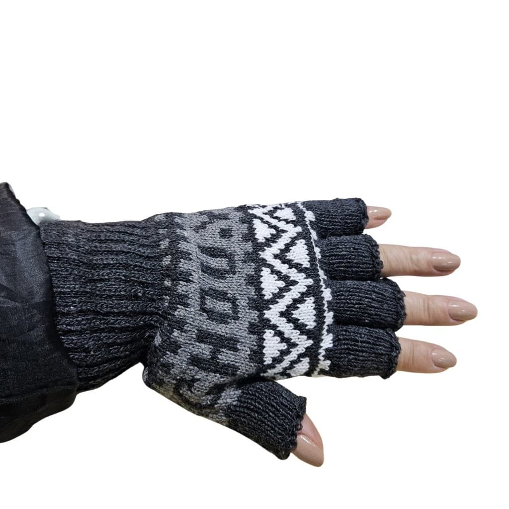 Luva Sem Dedo Tricot Inverno Unissex – Estampa Étnica