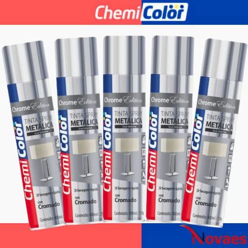 kIT 5 Tinta Spray Chemicolor Cromado Metálico 400ml