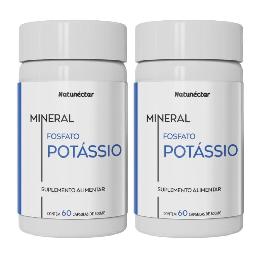 Kit 2 Potes Potassio Puro 100% Natural Suplemento Original Natunectar Vitamina Magnésio 120 Capsulas