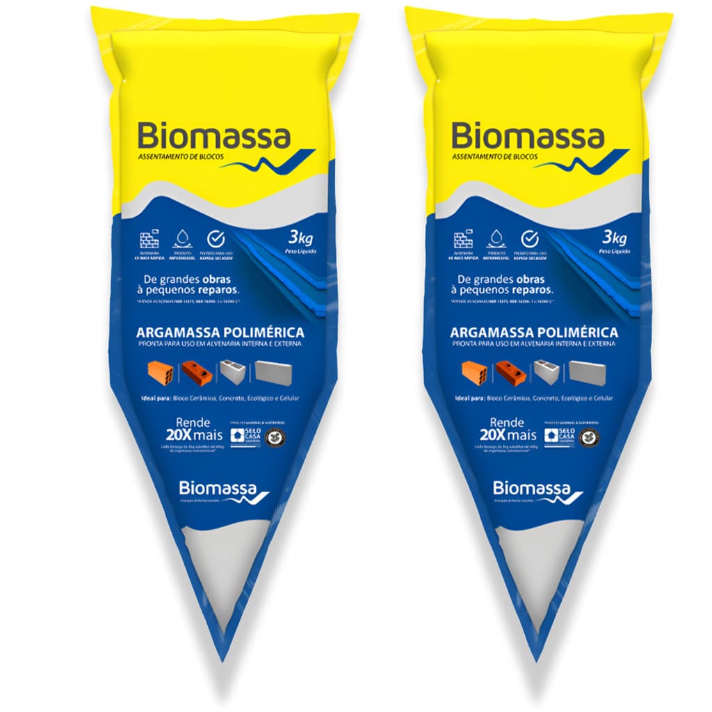 Kit 02 Argamassa Massa Pronta Assentamento De Blocos E Tijolos 3kg