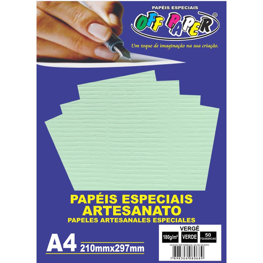 Papel Vergê Verde A4 180 g/m² 50 folhas - Off Paper