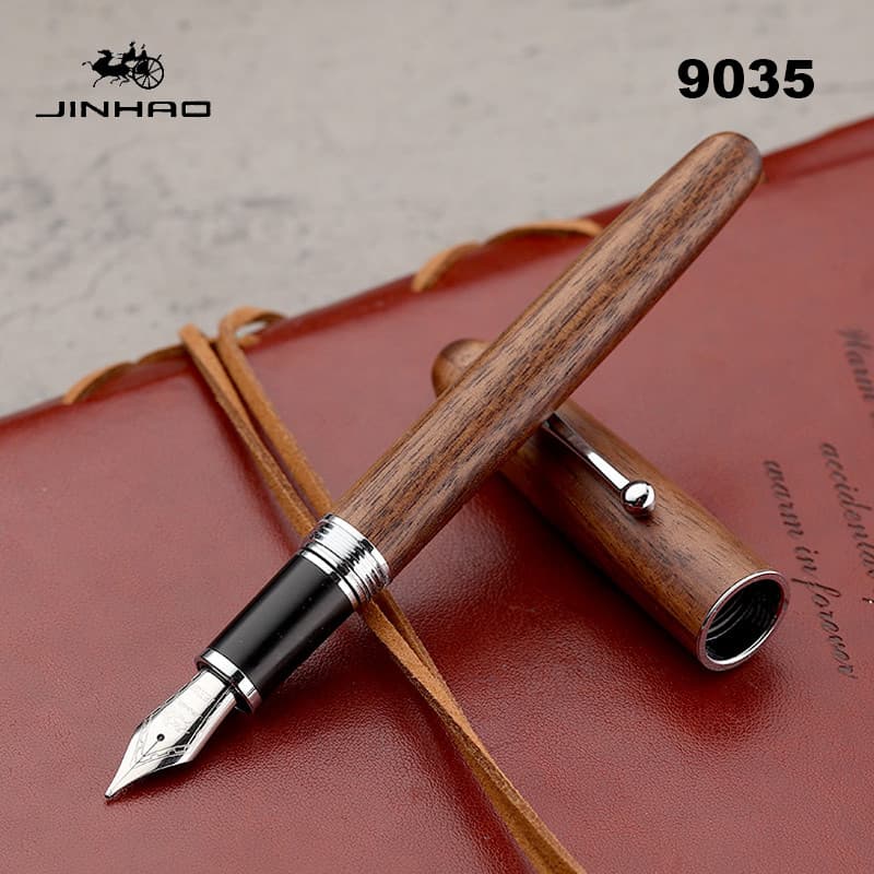 Jinhao 9035 Caneta-Tinteiro De Madeira Natural EF/F/M Suprimentos De Escrita Com Ponta Extra Fina