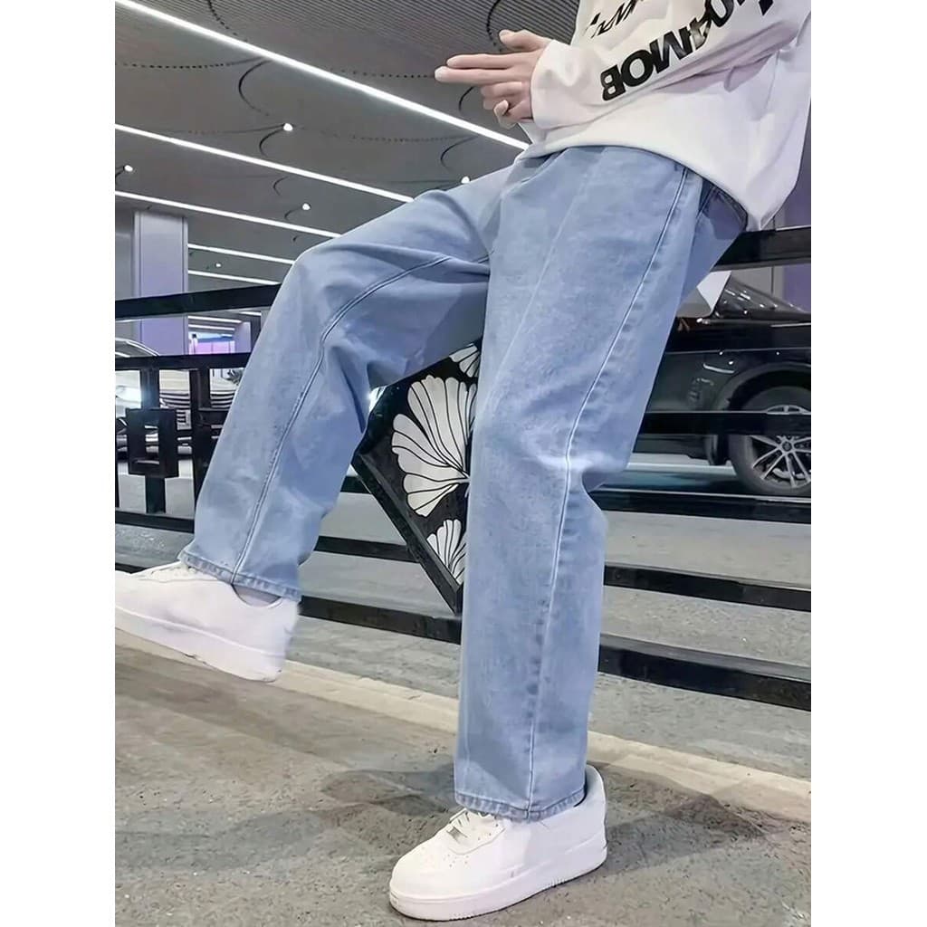 Calça Jeans Balão Baggy Masculina 100% algodão Tecido Premium Corte Reto Larga Dazzling