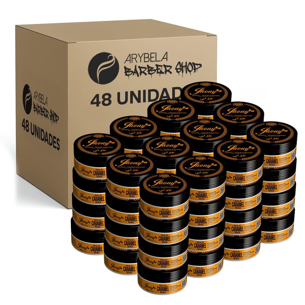 PACK 48 UN - CERA MODELADORA GOLD CARAMEL WAX FIXAÇÃO ADAPTÁVEL 150G - JHONY BARBER