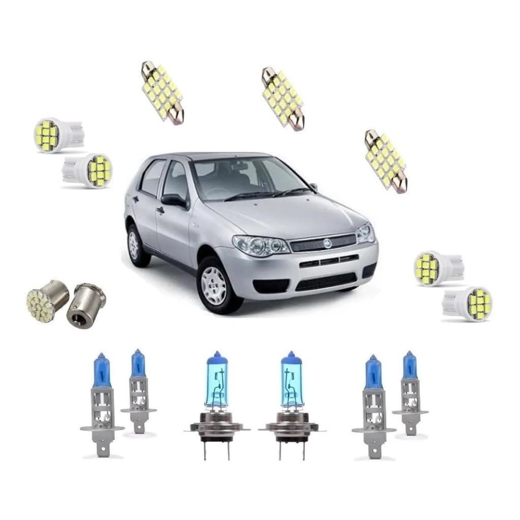 Kit Leds E Lâmpadas Super Brancas Palio Fire 2007 A 2014