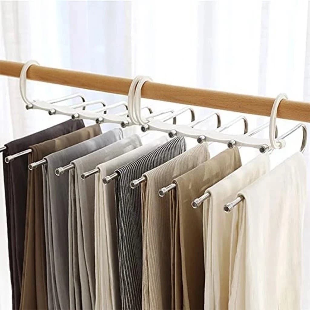Cabide Organizador para Calças, Blusas e Camisas Sociais Prateleira e Ganchos Compacta