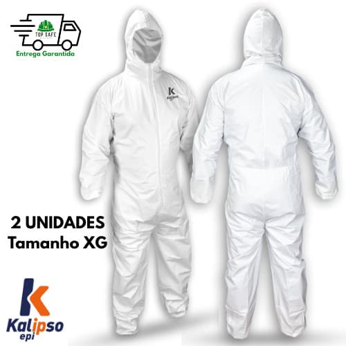 Kit 2 Macacões segurança XG em TNT de polipropileno com filme de polietileno microporoso KALIPSO EPI