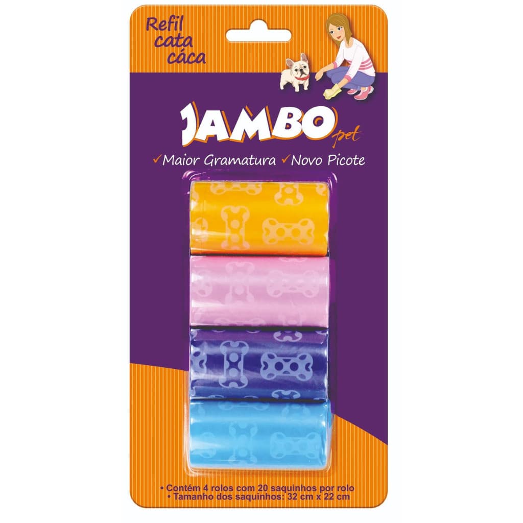 Saquinho Cata Caca Cachorro com 4 Rolos 80 Saquinhos  jambo pet