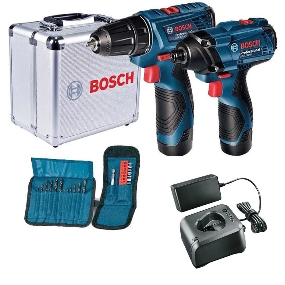 Kit Parafusadeira E Furadeira Bateria 12v Bosch Gsr120li + Gdr120li - 06019g80e3
