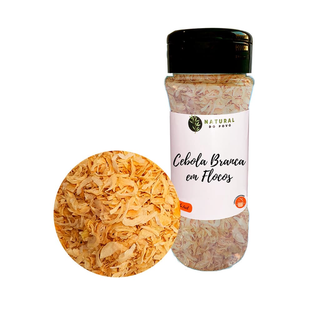 Tempero Cebola Branca em Flocos Qualidade Premium Pote com Dosador 20g