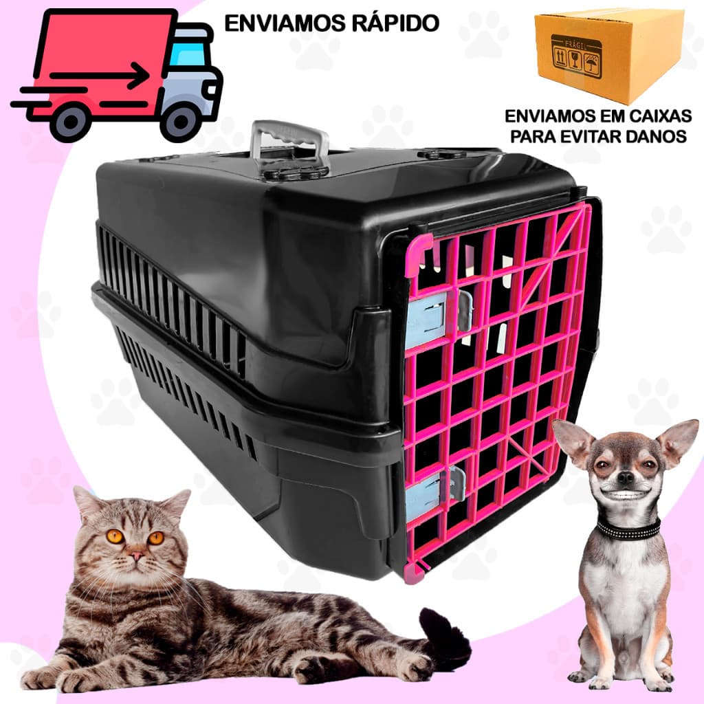 Caixa de Transporte N 5 Reforçada Com 2 Travas Bolsa Cachorro e Gato Pequeno