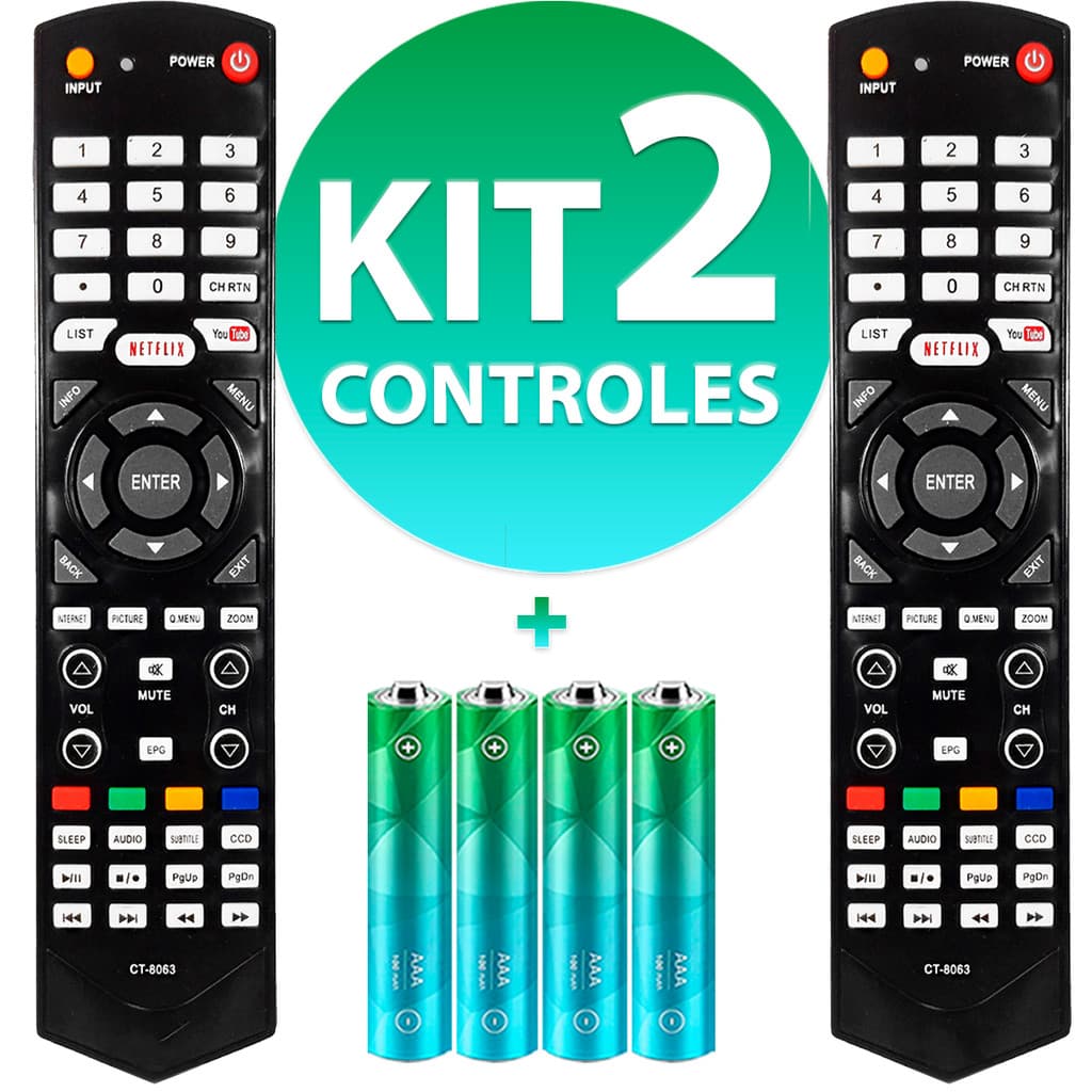 Kit Controle Remoto Compatível Com Tv Semp Toshiba Led Ct-8063 40L2500 43L2500