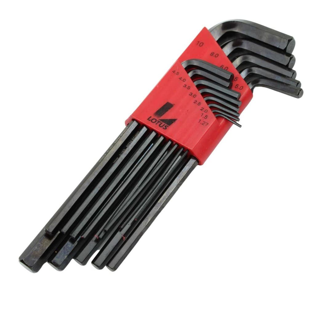 Jogo Chave Allen Longa Preta 1,27 A 10mm 13 Peças aperto fixação Aço Lotus Profissional