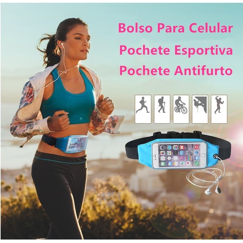 Pochete Fitness Academia Corrida Bike Porta Celular Até 6.7" Pol Impermeável/Bolso Para Celular/Pochete Esportiva/Pochete Antifurto