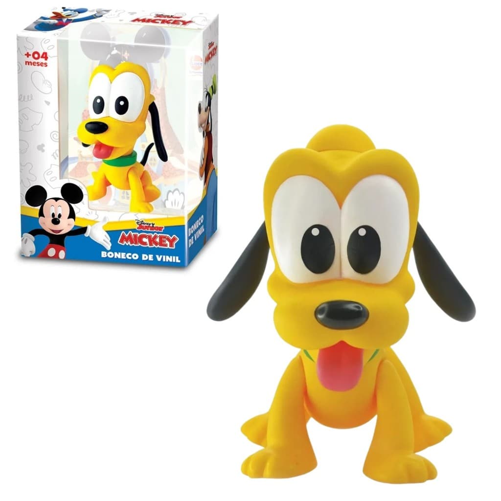Brinquedo Infantil Boneco Disney Junior Pluto Vinil Articulado  12 cm
