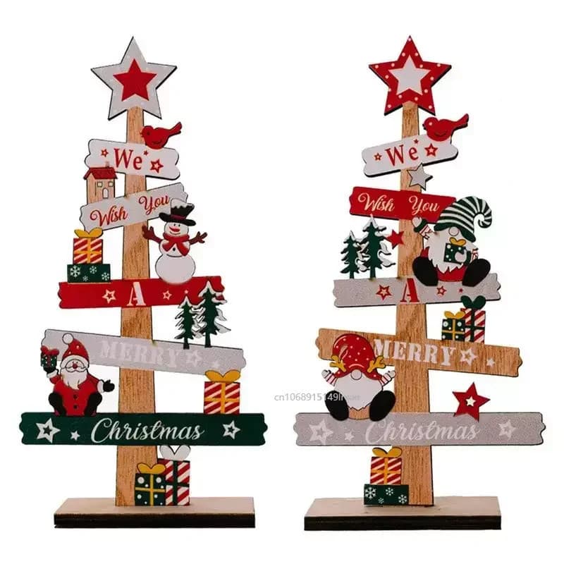 Árvore de Natal de Mesa, Papai Noel, Decoração DIY, Placa de Madeira para Natal, Presentes para Festa de Ano Novo, Decor