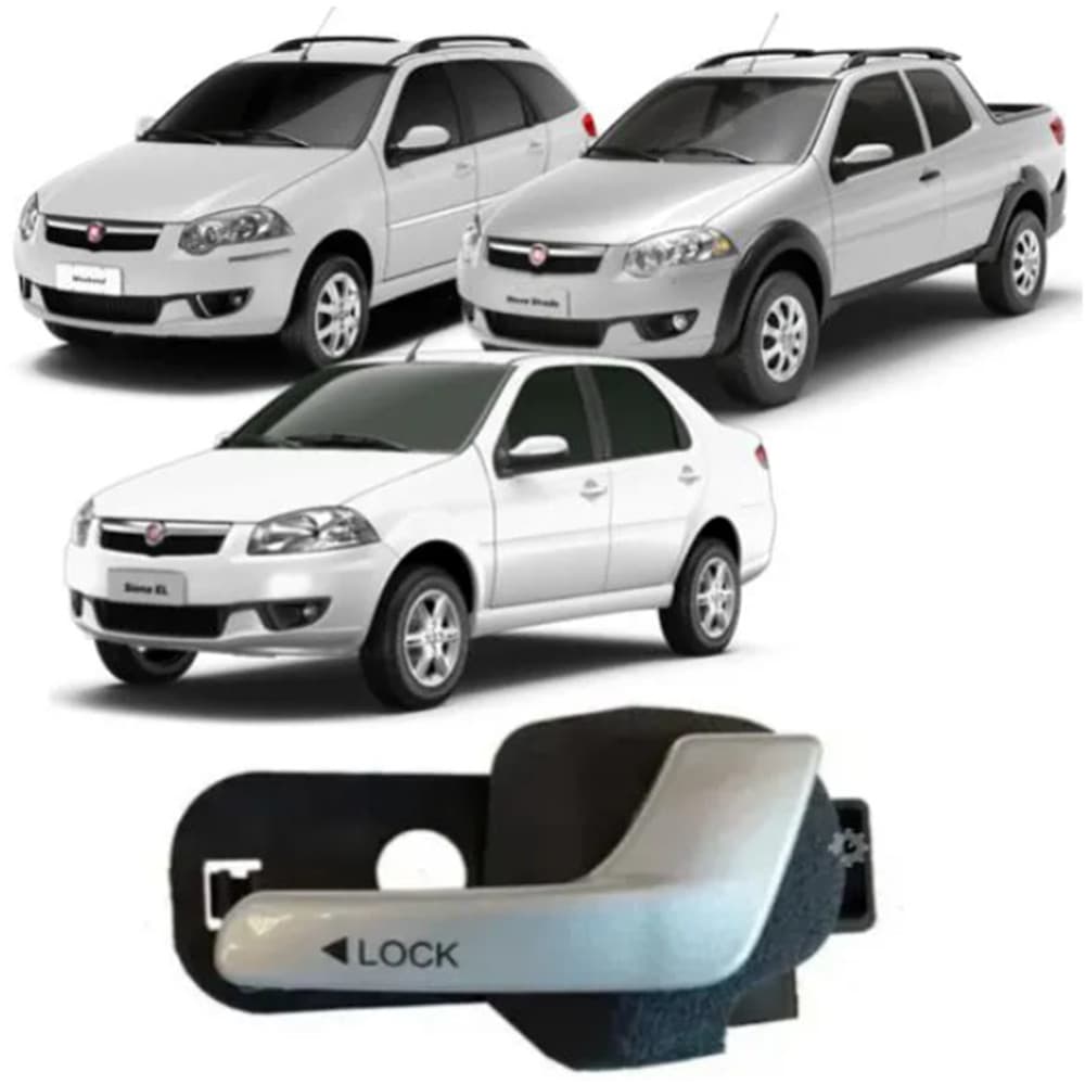 MACANETA INTERNA DIANTEIRA DIREITA FIAT PALIO 2008/11 PRATA