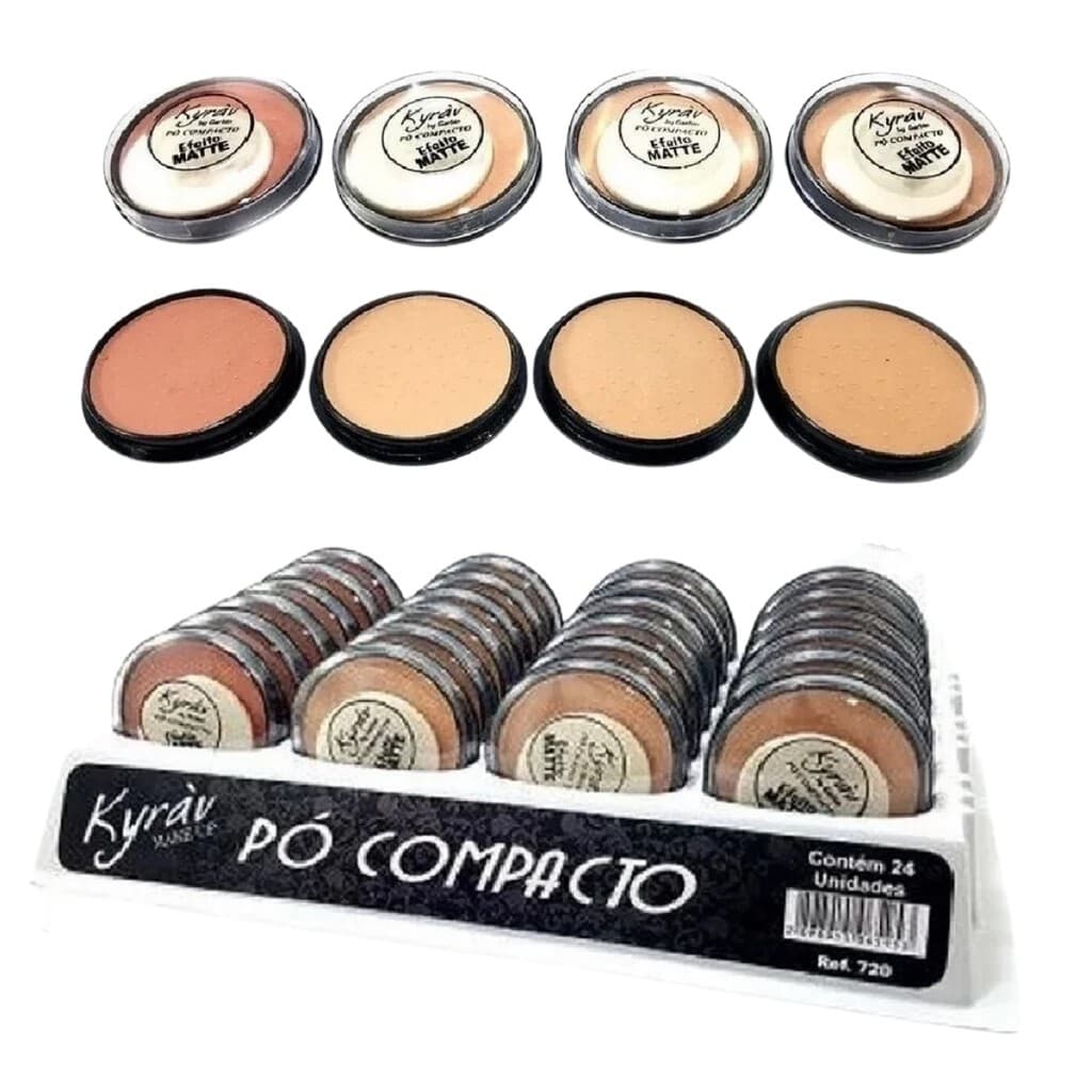 Box 12 Pó Compacto Facial Matte com Esponja Kyràv