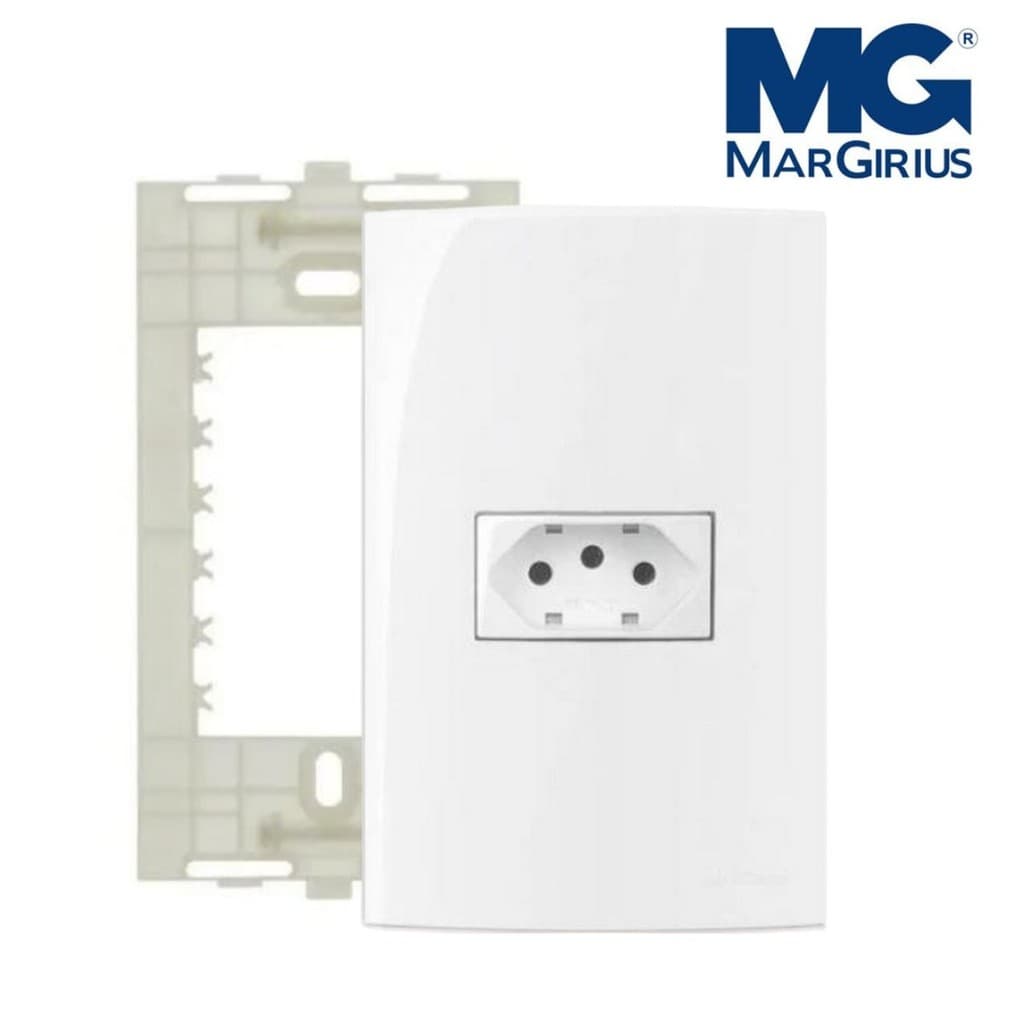 Conjunto 4x2 com 1 Tomada 10a/20a Branco Sleek Margirius