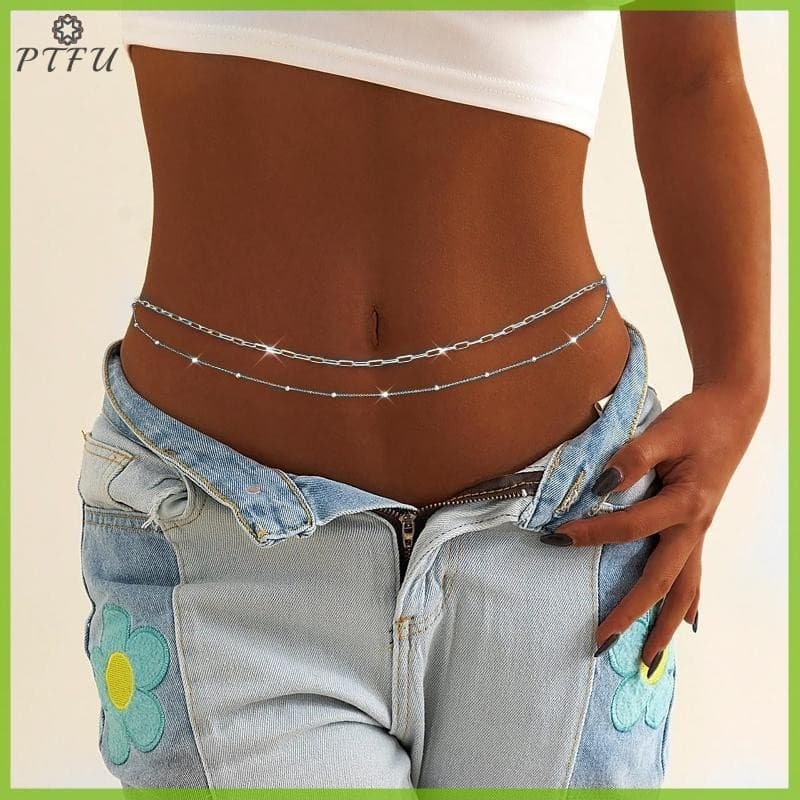 PTFU > Corrente De Cintura Para Mulheres À Prova D'água 1/2/3 Camadas Correntes De Barriga Praia Biquíni Corpo Joias Ele