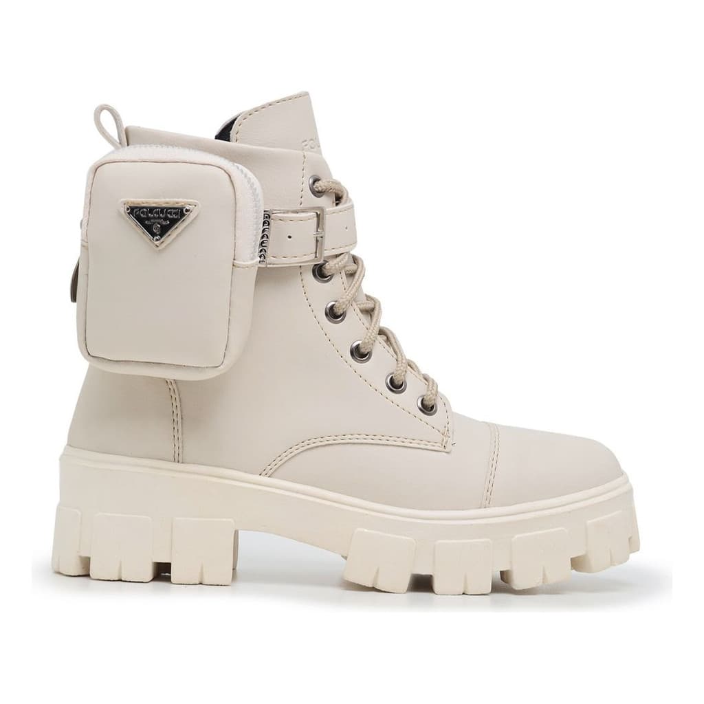 Bota Coturno Feminina Bolsa Bag Nude Plataforma Tratorada Tendencia OFF