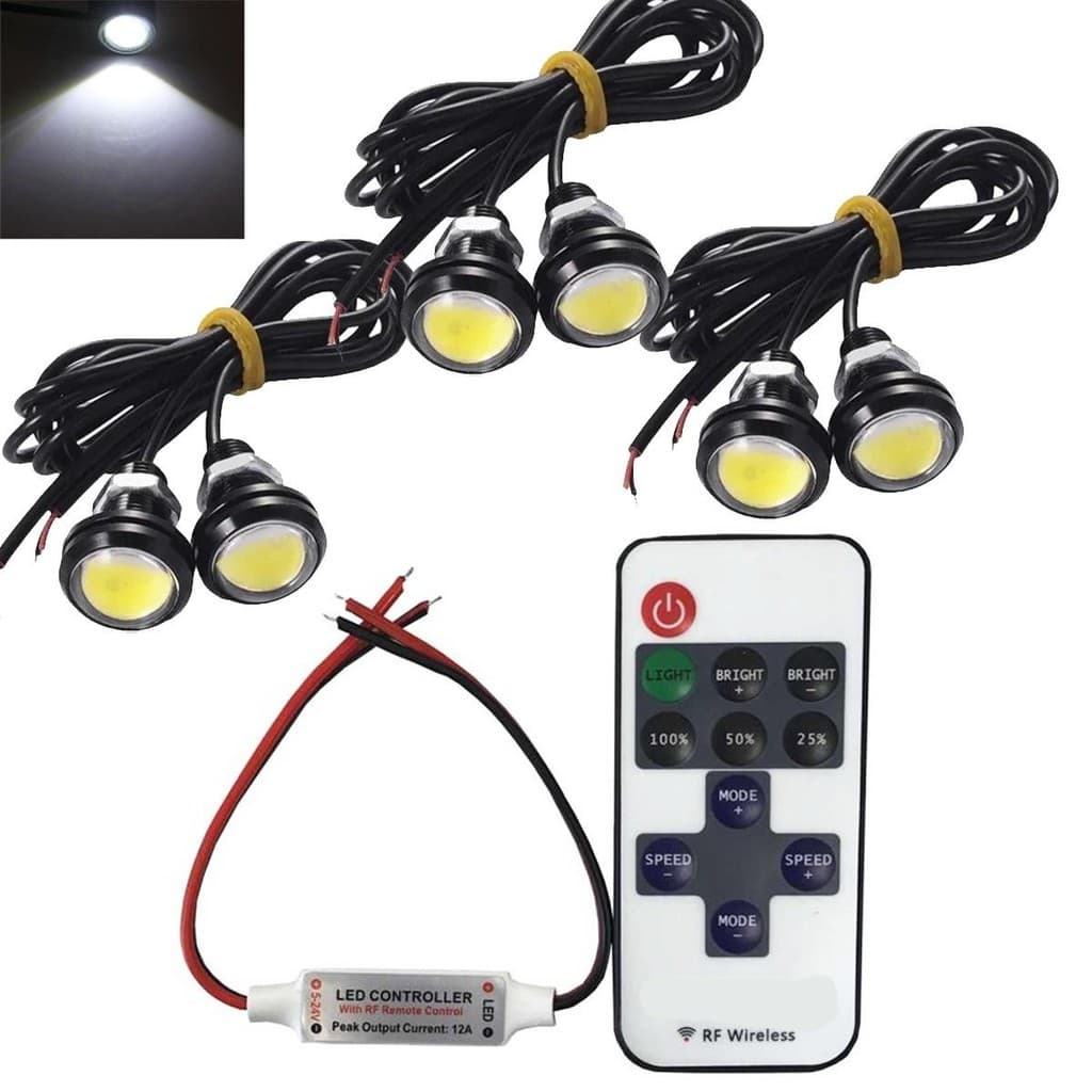 Led Olho De Aguia Gato 18mm 6pç  Central Controle Para Carro