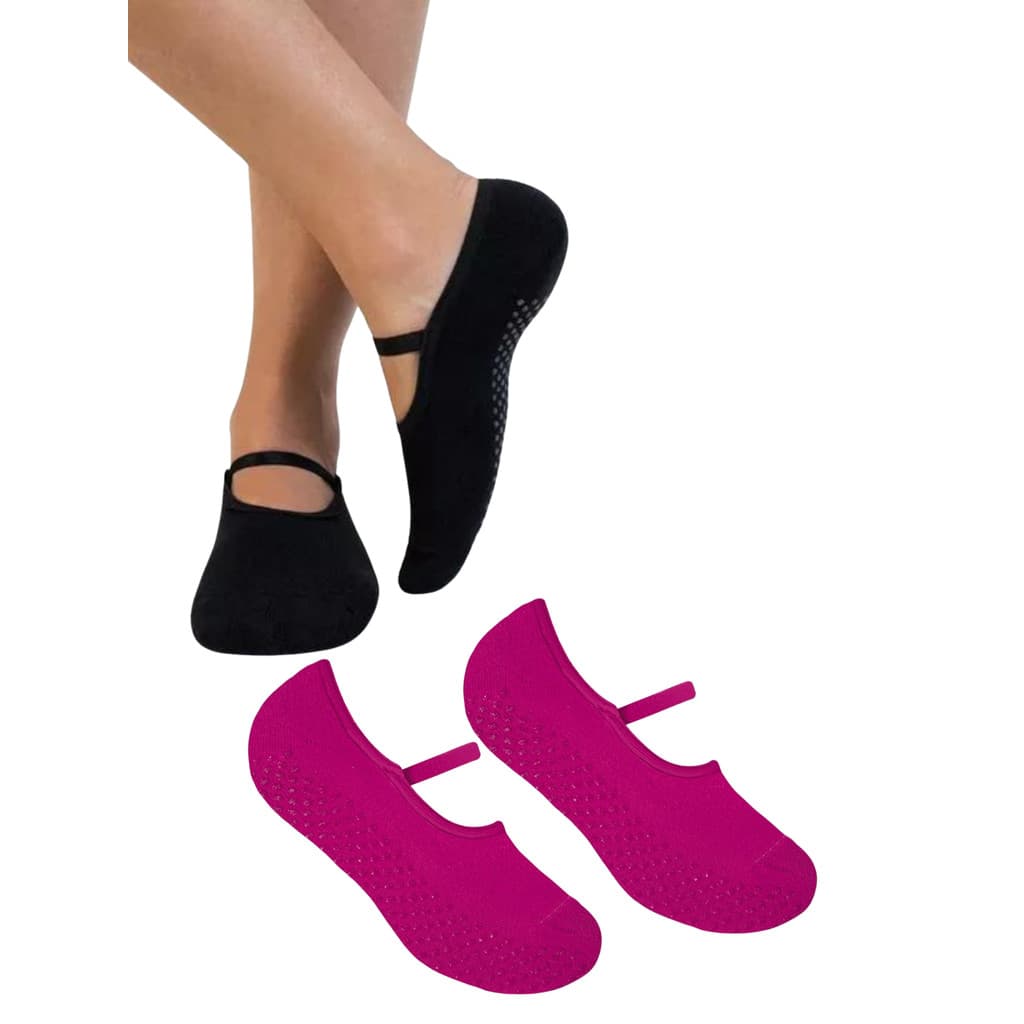 Kit 2 Pares Meias Sapatilha Selene Feminina Pilates K7700