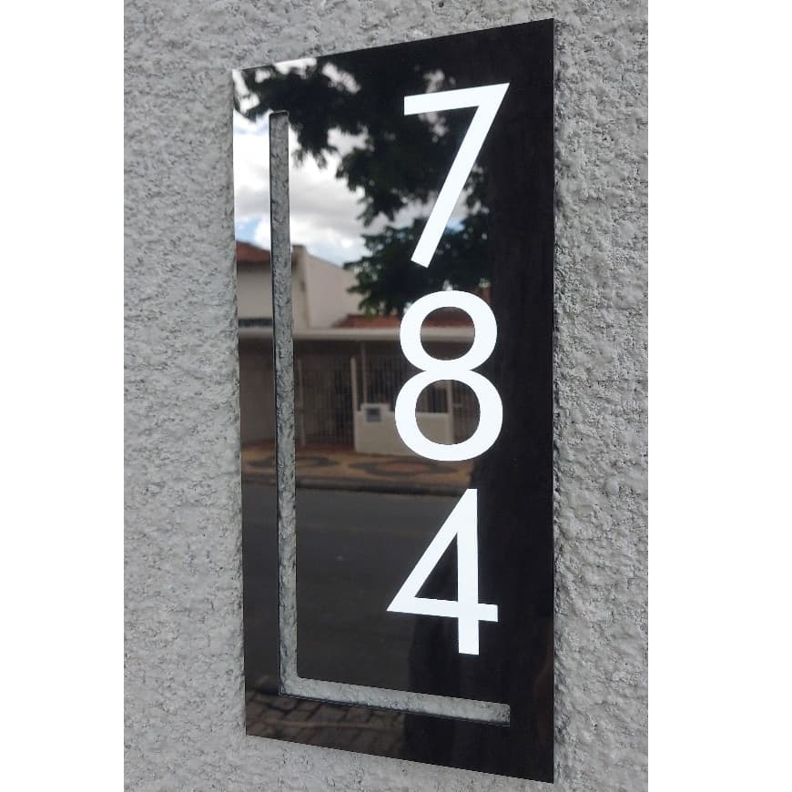 Placa Acrílico Preto Número de Casa Premium Brilhante Preto ou Branco