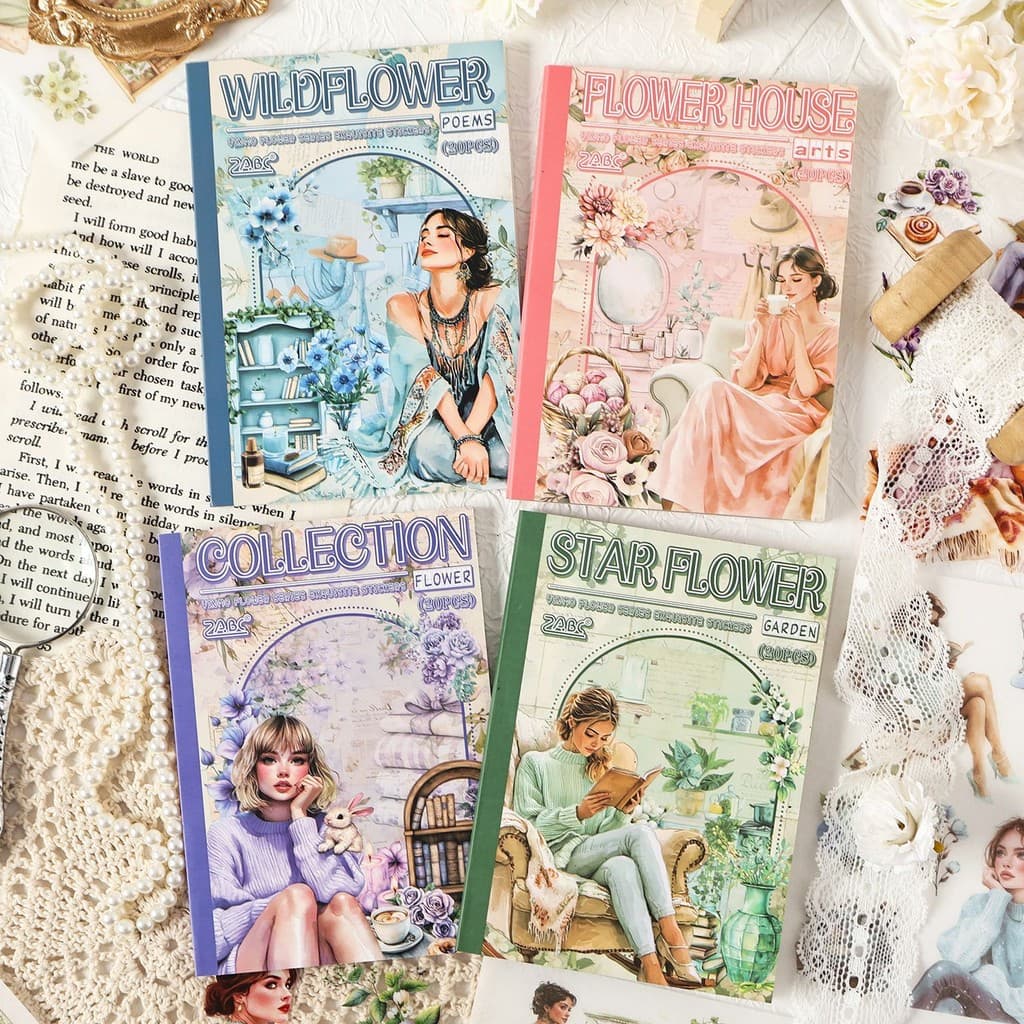 Journamm 20 Folhas Adesivos De Scrapbook Estilo Vintage Bonito Menina Scrapbooking Lixo Diário Artesanato Decoração