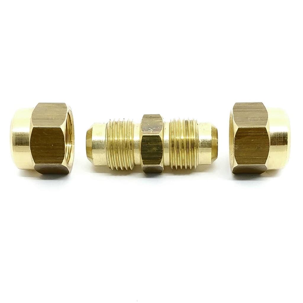 Kit União Niple Latão 3/8 SAE Tubo Cobre c/ Porcas