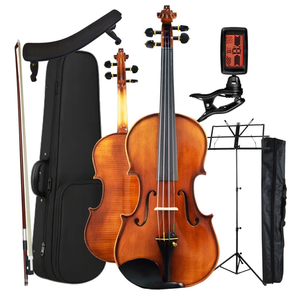 Kit Violino 4/4 Bravo Vb144 Estudante + Estojo Estante Afinador Espaleira