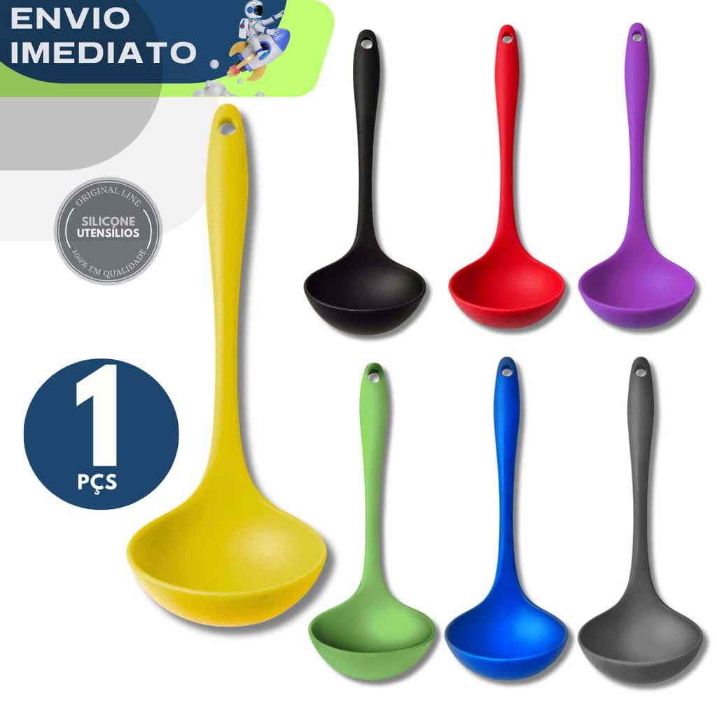 1 Concha em Silicone Utensílios Anti Aderente Não Risca Cozinha Caldos Feijão Restaurante Buffet Lanchonete Casa