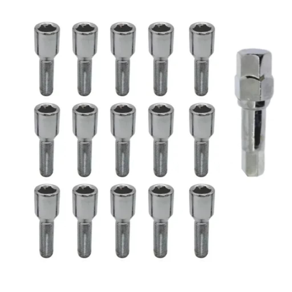 kit  Com Parafuso Roda + Chave Liga Leve Multi Allen 12x1,25 Peugeot 207 Citroen C3 c4 picasso Palio strada uno