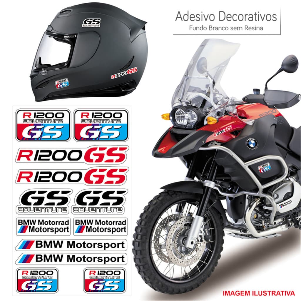 KIT ADESIVO MOTO CAPACETE BMW R 1200 GS BRANCO