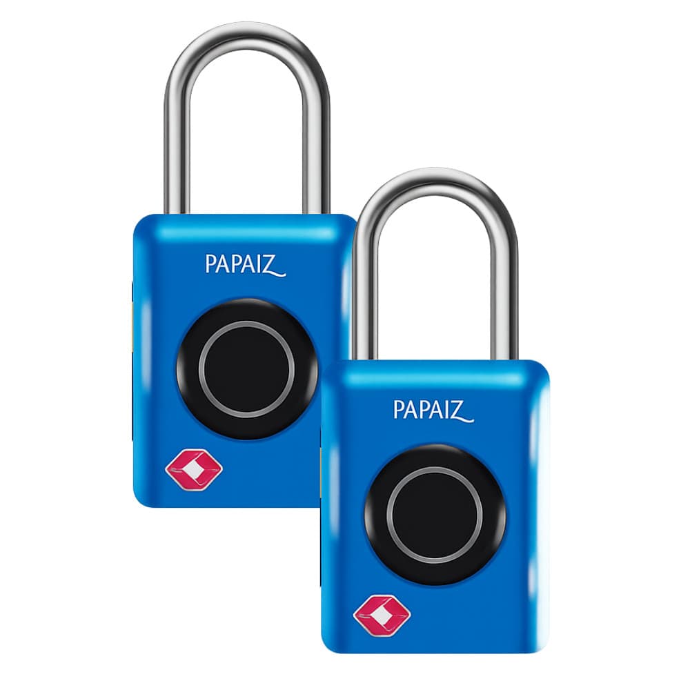 Kit 2 Cadeados TSA Digital com Biometria e senha 35B Azul Papaiz